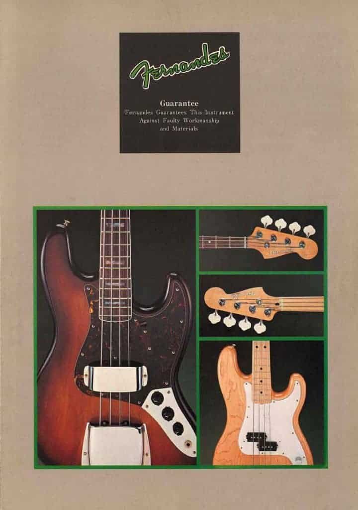 Fernandes-Burny electric guitars catalog 1977 Baixos / Fernandes-Burny Catálogo de guitarras 1977 Bass