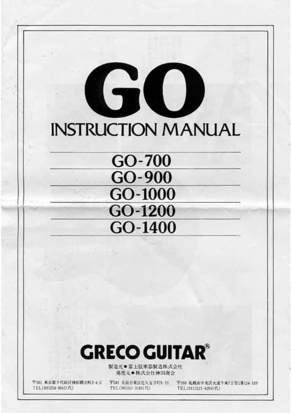 Greco GO Guitars Manual - Greco Manual de guitarras GO