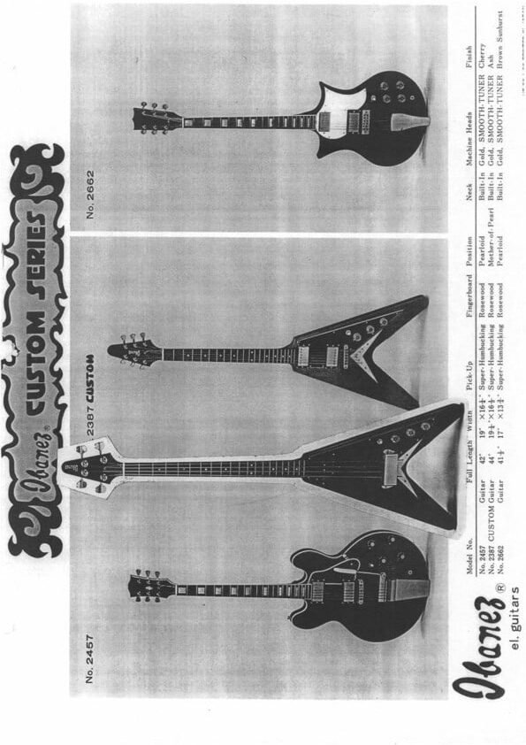 Ibanez Guitars Catalogue 1974 Custom Series / Ibanez Catálogo de Guitarras 1974 Custom Series