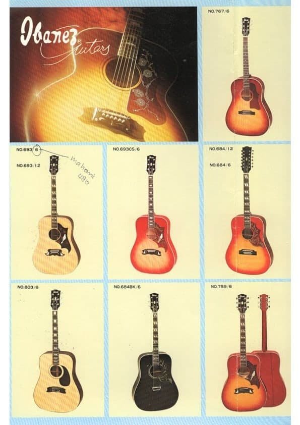 Ibanez Catalogue 1975 Acustic Guitars / Ibanez Catálogo 1975 Acustic Guitars