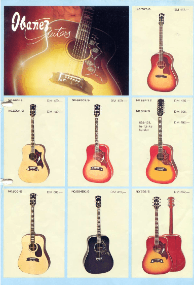 Ibanez Catalogue 1976 Acoustics / Ibanez Catálogo 1976 Acoustics