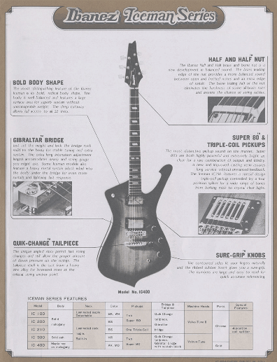 Ibanez Guitars Catalogue 1978 Features Iceman-Performer / Ibanez Catálogo 1978 Features Iceman-Performer