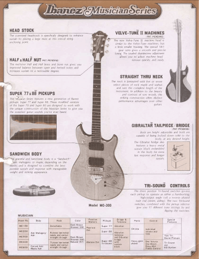 Ibanez Guitars Catalogue 1978 Musicians Series / Ibanez Catálogo 1978 Musicians Series