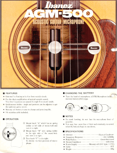 Ibanez Catalogue 1980 Acoustic Guitar Microphone / Ibanez Catálogo 1980 Acoustic Guitar Microphone