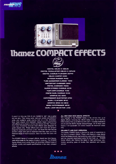 Ibanez Guitars Catalogue 1986 Compact Effects
