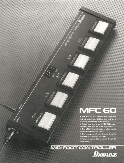 Ibanez Guitars Catalogue 1986 MFC60 Midi foot Controller