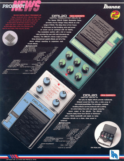 Ibanez Guitars Catalogue 1987 DML20 Digital Modulation Delay III & DDL20 Digital Delay III