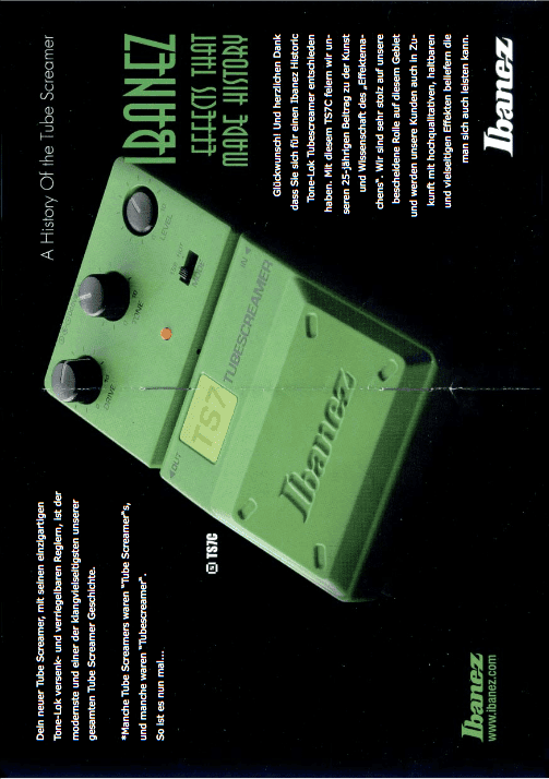 Ibanez Guitars Catalogue 2006 A History of the Tube Screamer