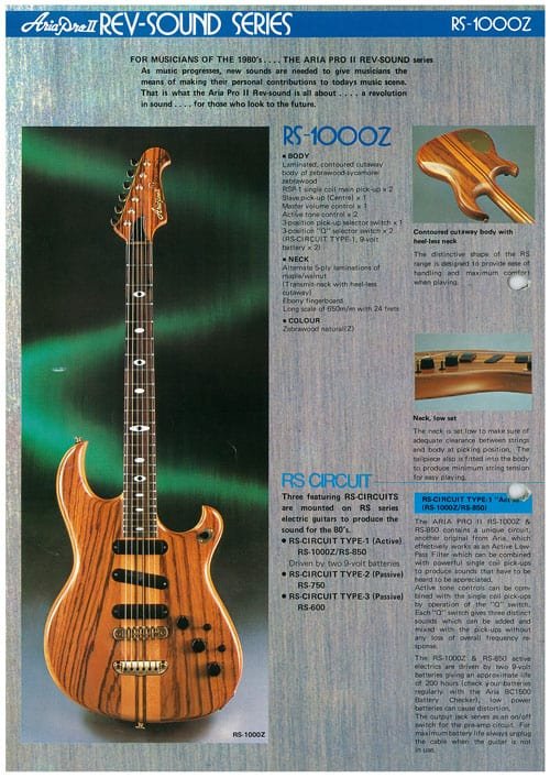 Aria Pro II 1980 Rev-Sound Series Catalogue - Vintage Japan Guitars