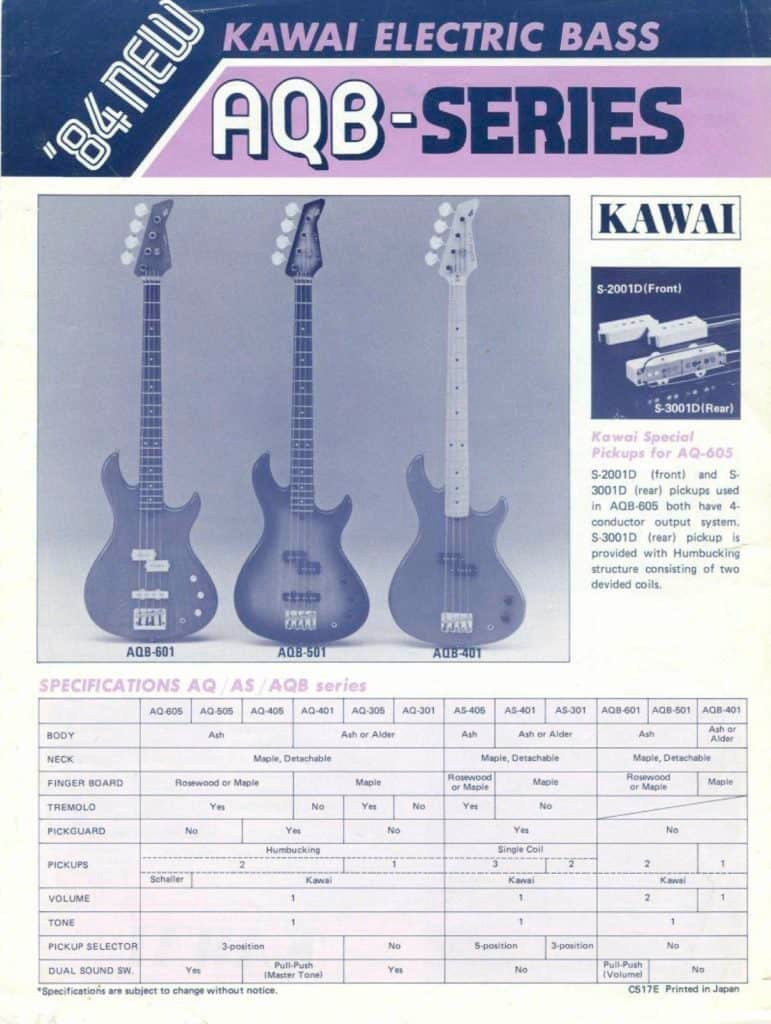 Kawai AQB 1984 Catalogue | Vintage Japan Guitars