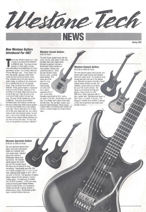 Westone 1987 Spring Tech News Catalogue | Vintage Japan Guitars