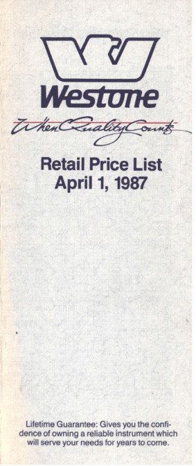 Westone 1987 US April 1st Pricelist | Vintage Japan Guitars