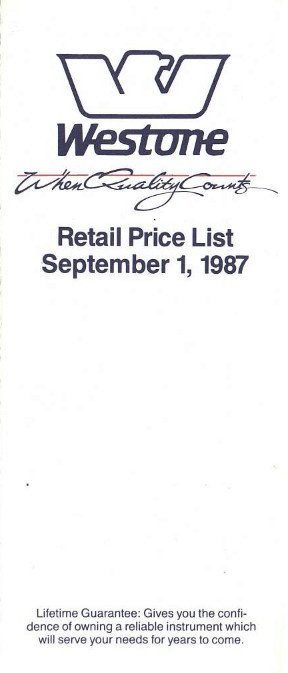 Westone 1987 US September 1st Pricelist | Vintage Japan Guitars