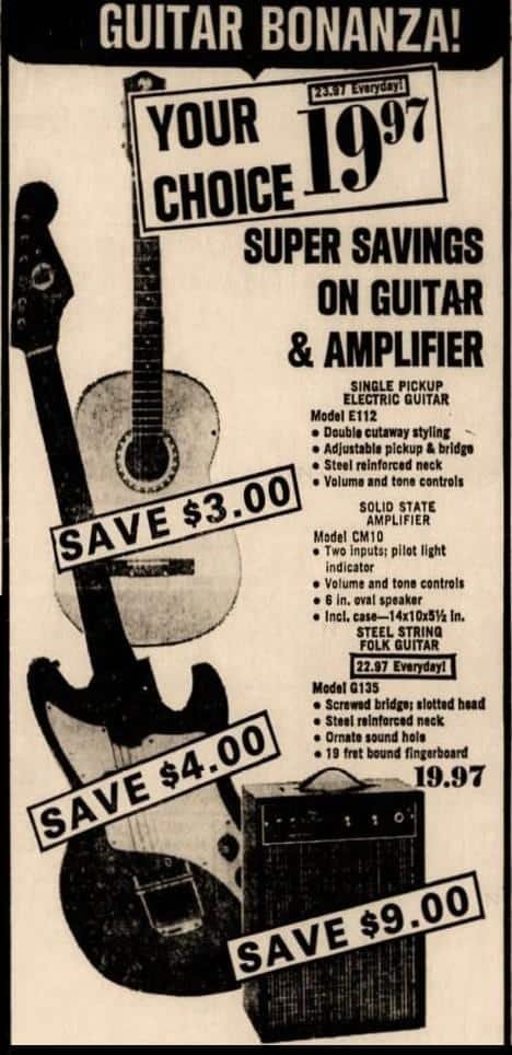 Teisco 1968 E-112 Guitar and CM-10 Amplifier Ad