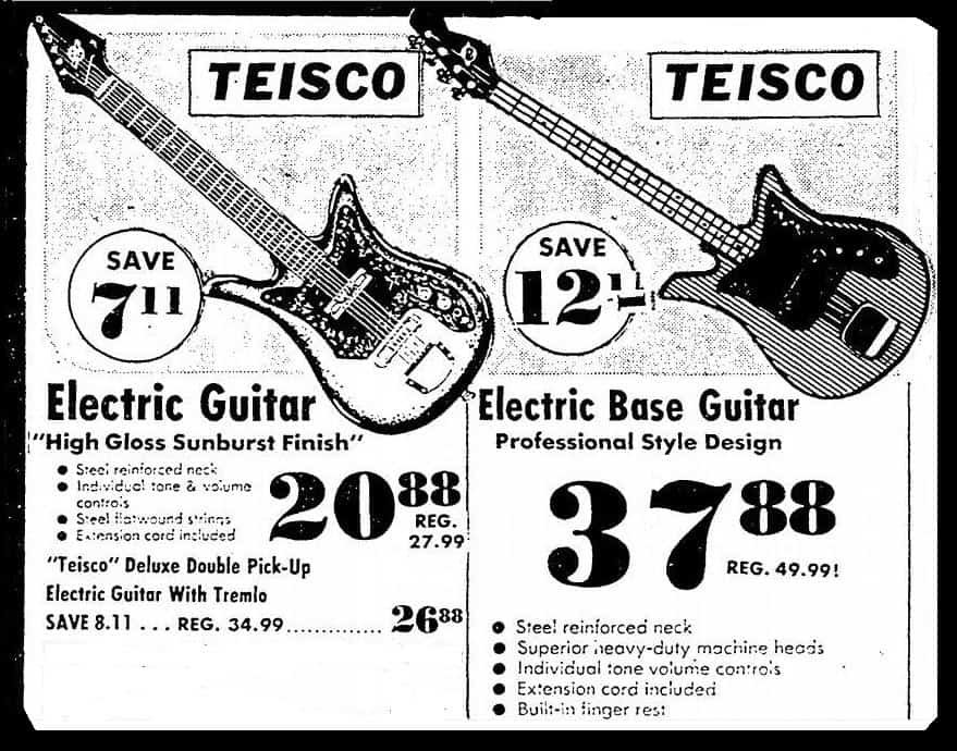 Teisco 1973 Guitar and Bass Ad