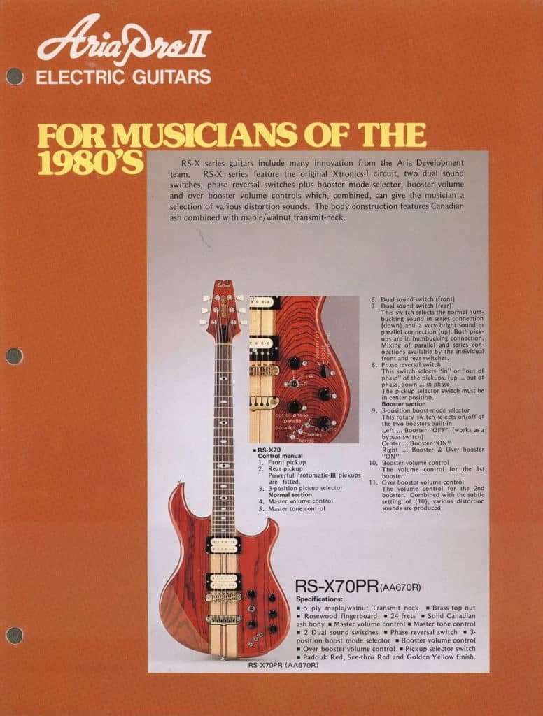 Aria Pro II 1981 Guitar and Bass Dealer Catalogue