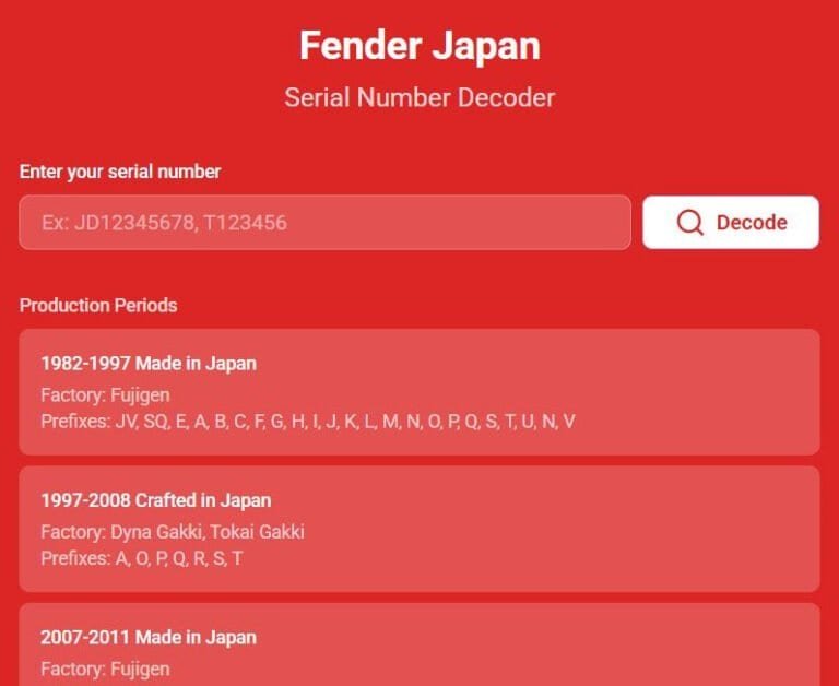 Fender Japan Serial Decoder